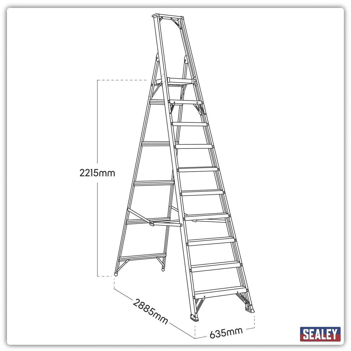Sealey AXL10 Industrial Step Ladder 10-Tread Aluminium EN 131