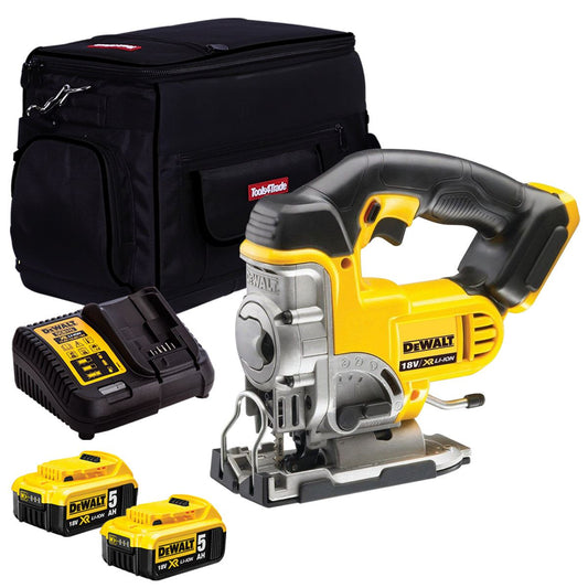 Dewalt DCS331N 18V Cordless Jigsaw with 2 x 5.0Ah Batteries & Charger in Bag
