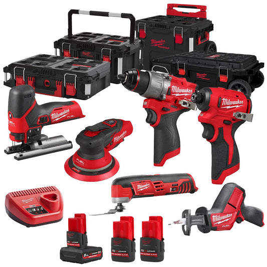 Milwaukee 12V 6 Piece Power Tool Kit with 3 x Batteries T4TKITM - 18496