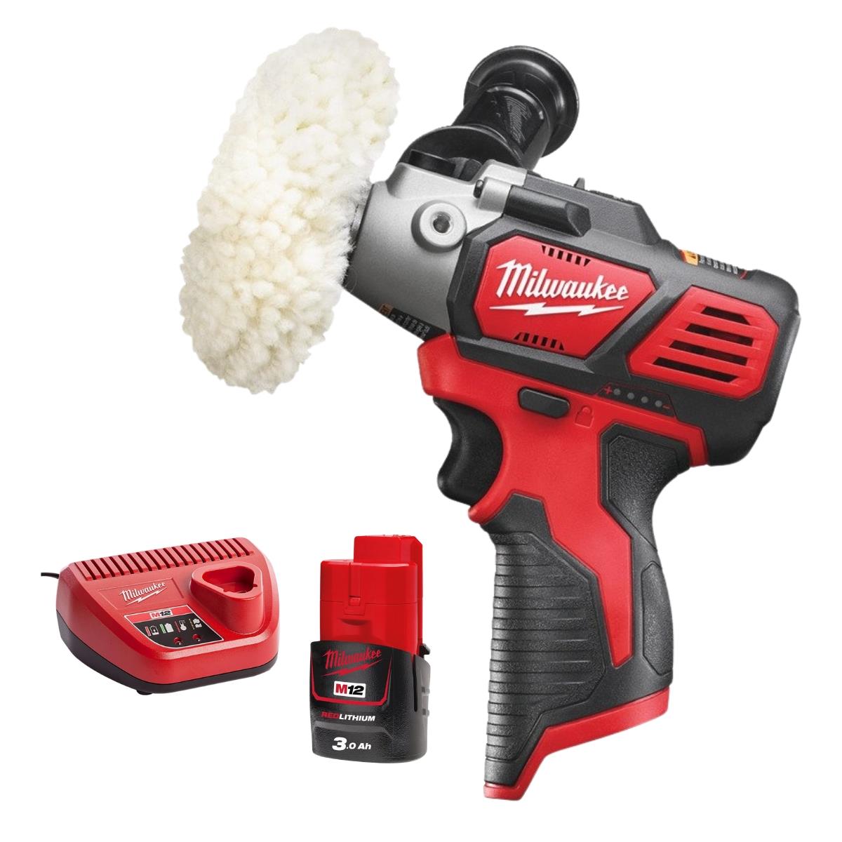 Milwaukee M12BPS-0 12V Compact Polisher / Sander With 1 x 3.0Ah Battery & Charger