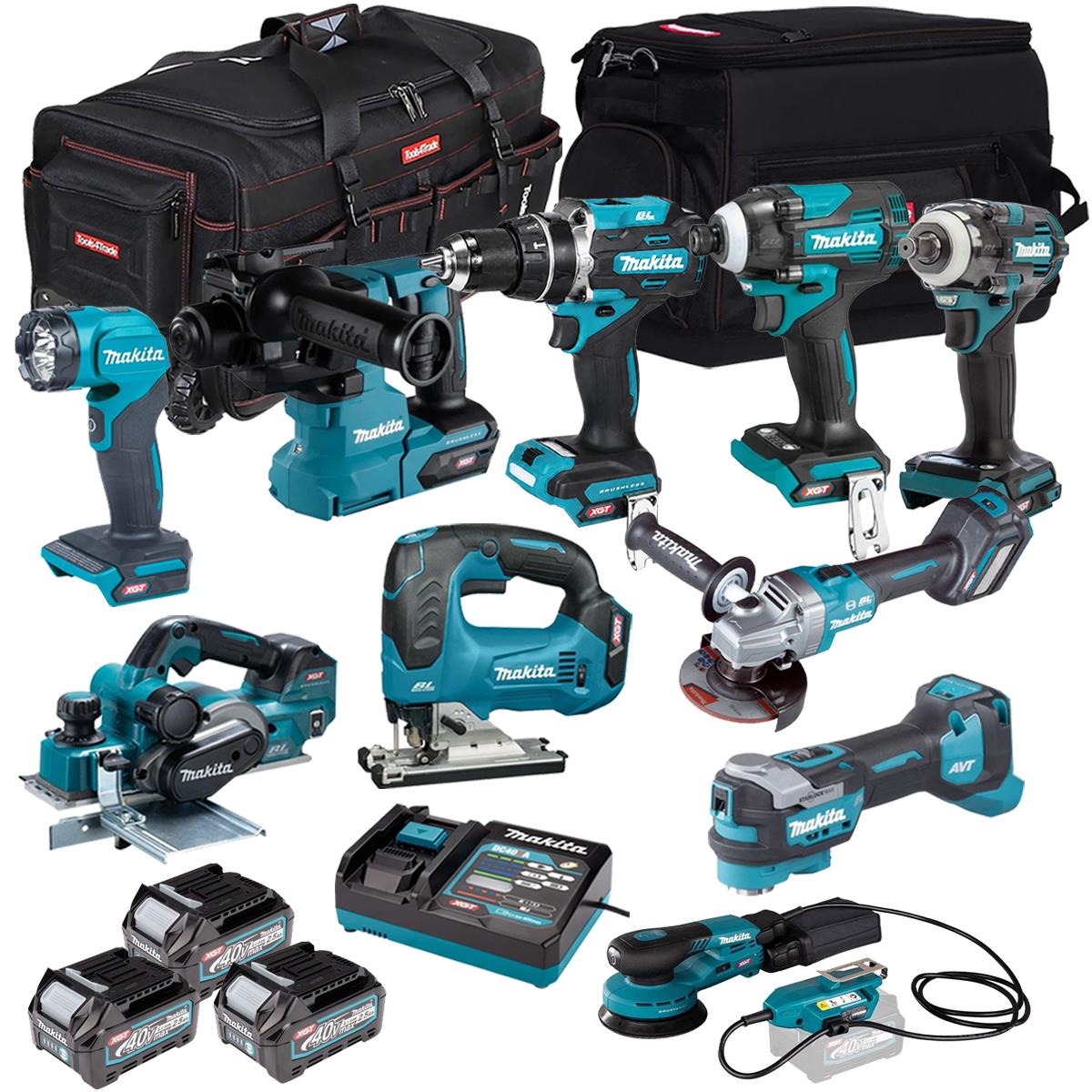 Makita 40V 10 Piece Combo Kit with 3 x 2.5Ah Batteries & Charger T4TKIT-7772