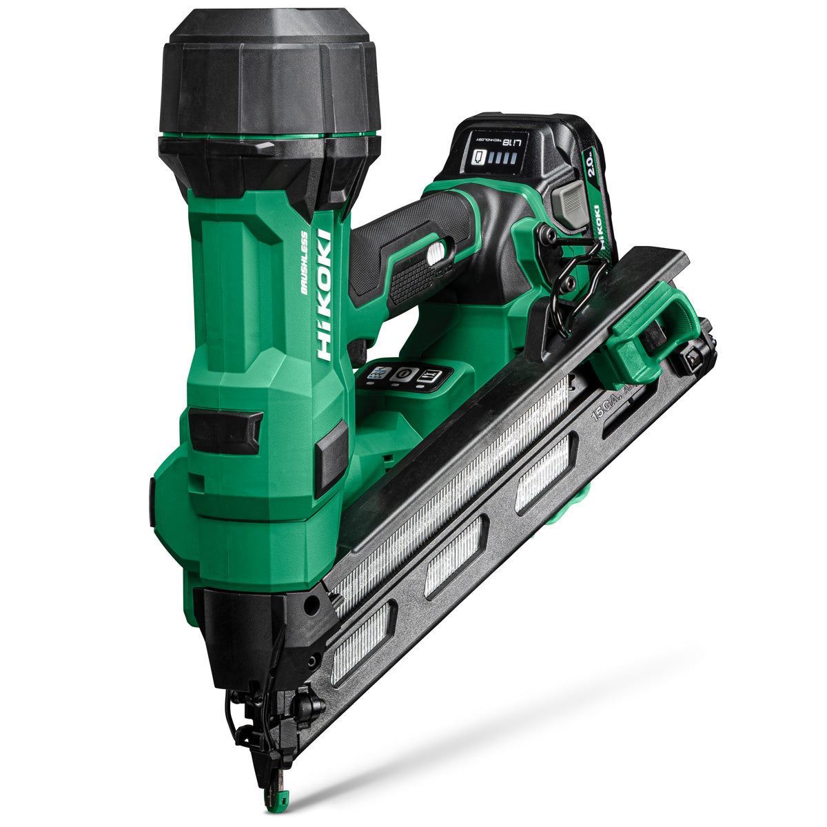 Hikoki NT1865DAAJXZ 18V Brushless 2nd Generation 15G Angled Finishing Nailer with 2 x 2.0Ah Battery Charger & Case