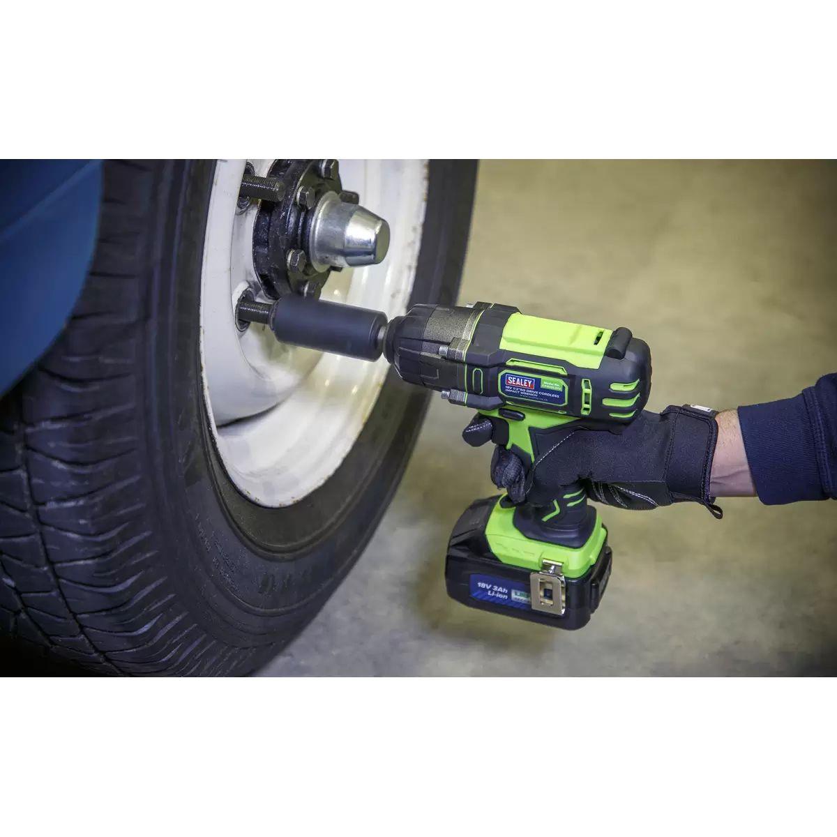 Sealey 2001LEHVCOMBO Trolley Jack & Cordless Impact Wrench Combo Green