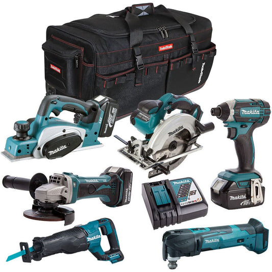 Makita 18V 6 Piece Power Tool Kit with 3 x 5.0Ah Batteries & Charger T4TKIT-186