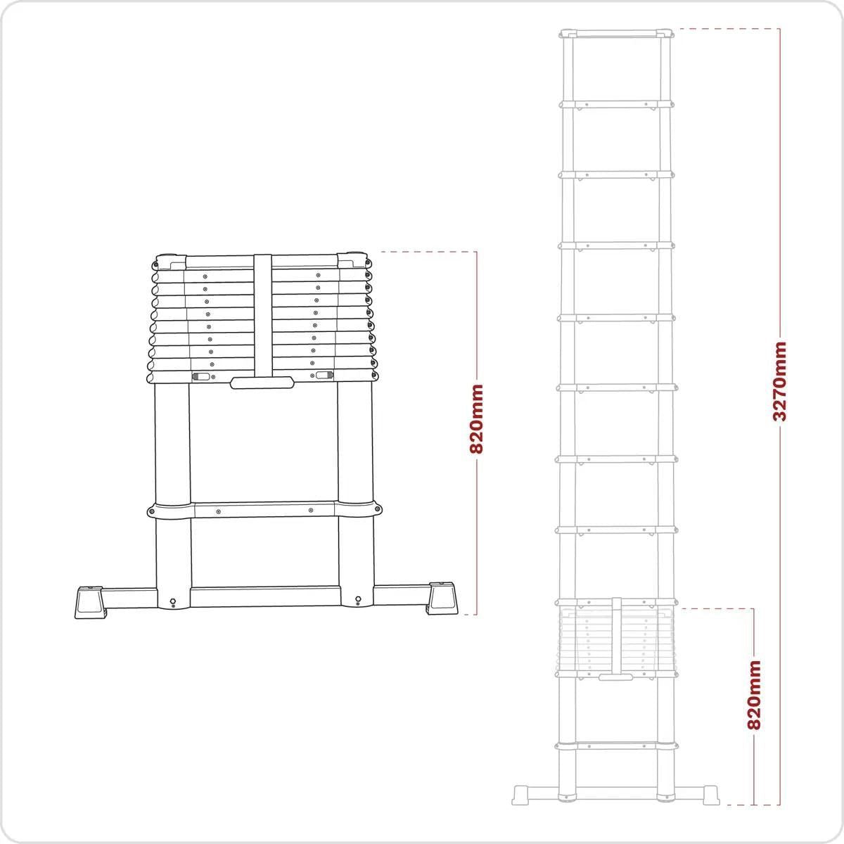 Sealey ATL11 Trade Aluminium Telescopic Ladder 11-Tread EN 131