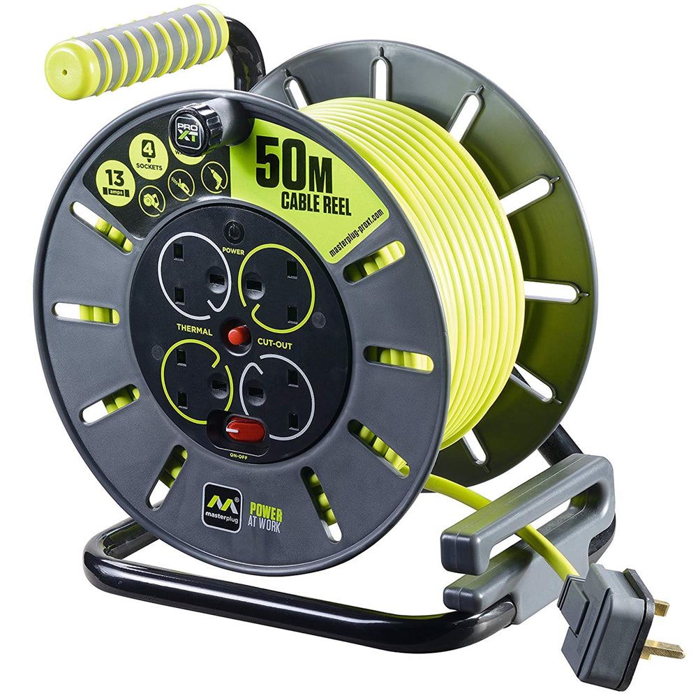 Masterplug PRO-XT Open Cable Reel 13A 4-Socket 50M 240V OLU50134SL-PX