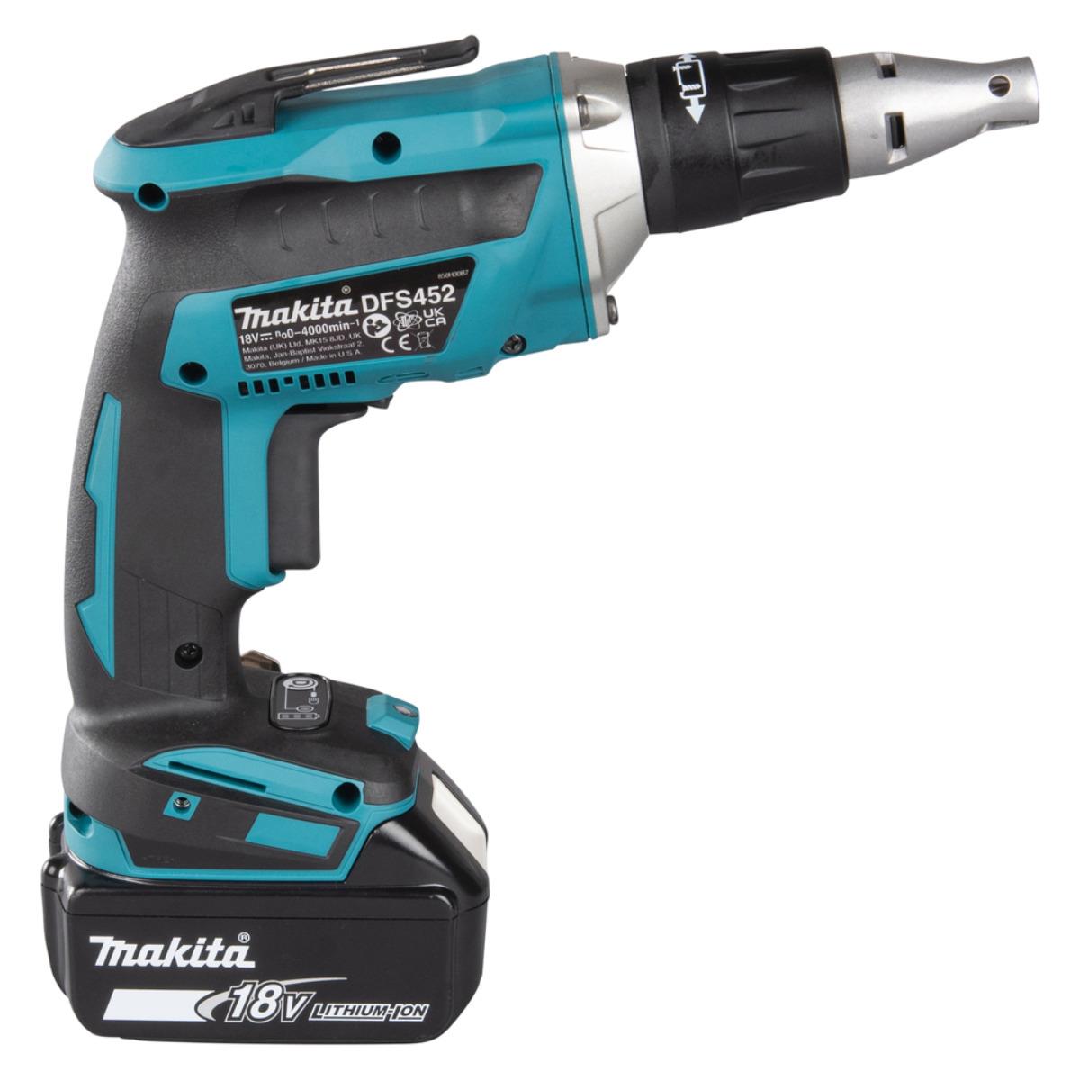 Makita DFS452TJX2 18V Brushless Collated Autofeed Drywall Screwdriver with 2 x 5.0Ah Batteries & Charger in Case