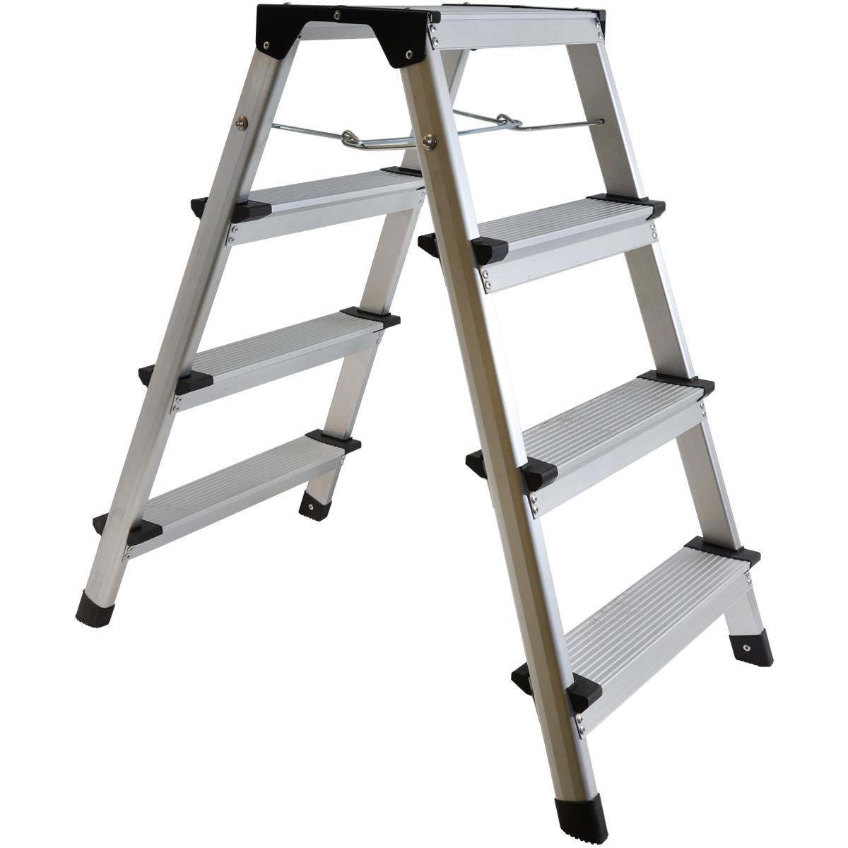 Excel Aluminium Stool Ladder 4 Tread Heavy Duty Folding Hop Up 745mm x 465mm Item Condition Damaged Box