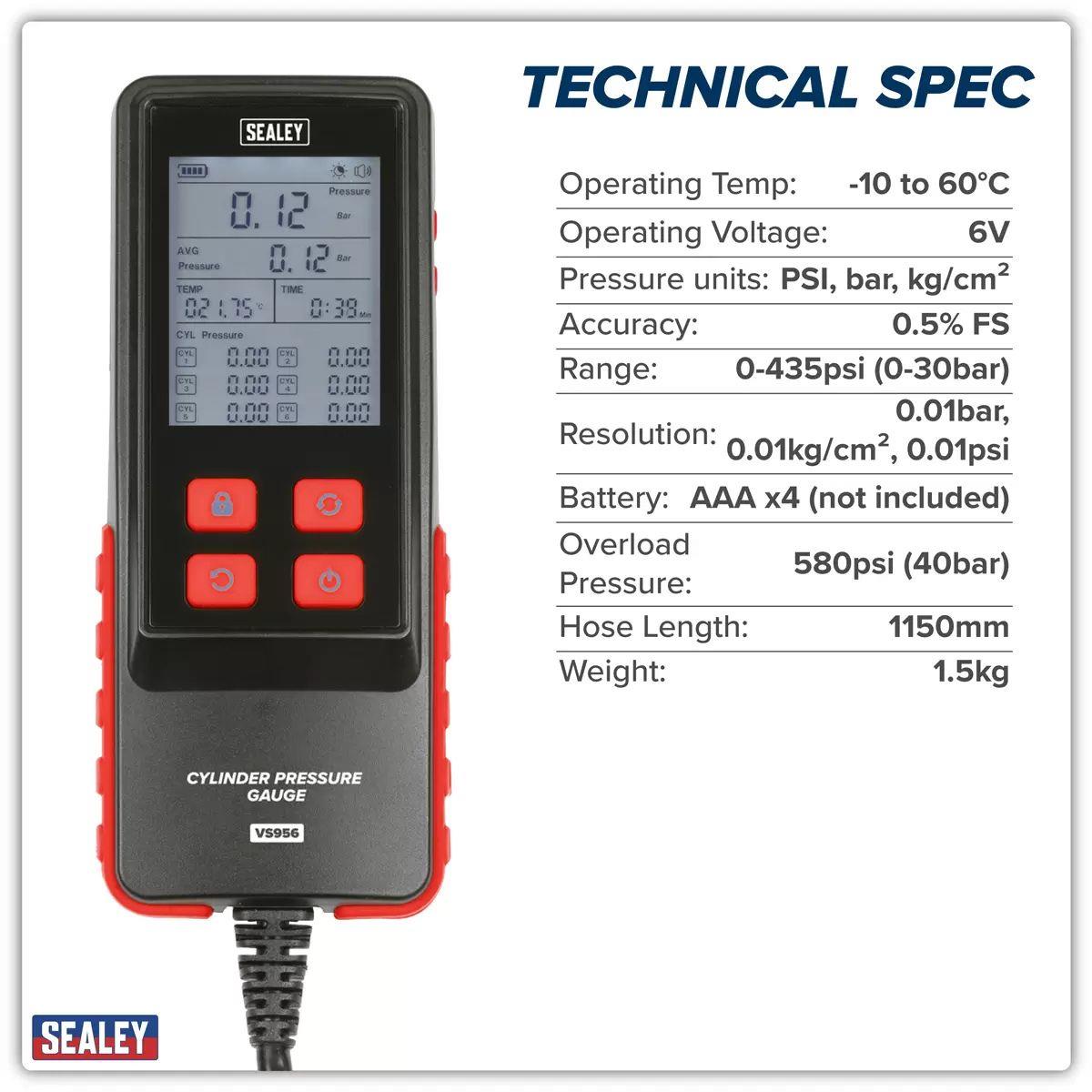 Sealey VS956 Digital Compression Test Kit 10pc