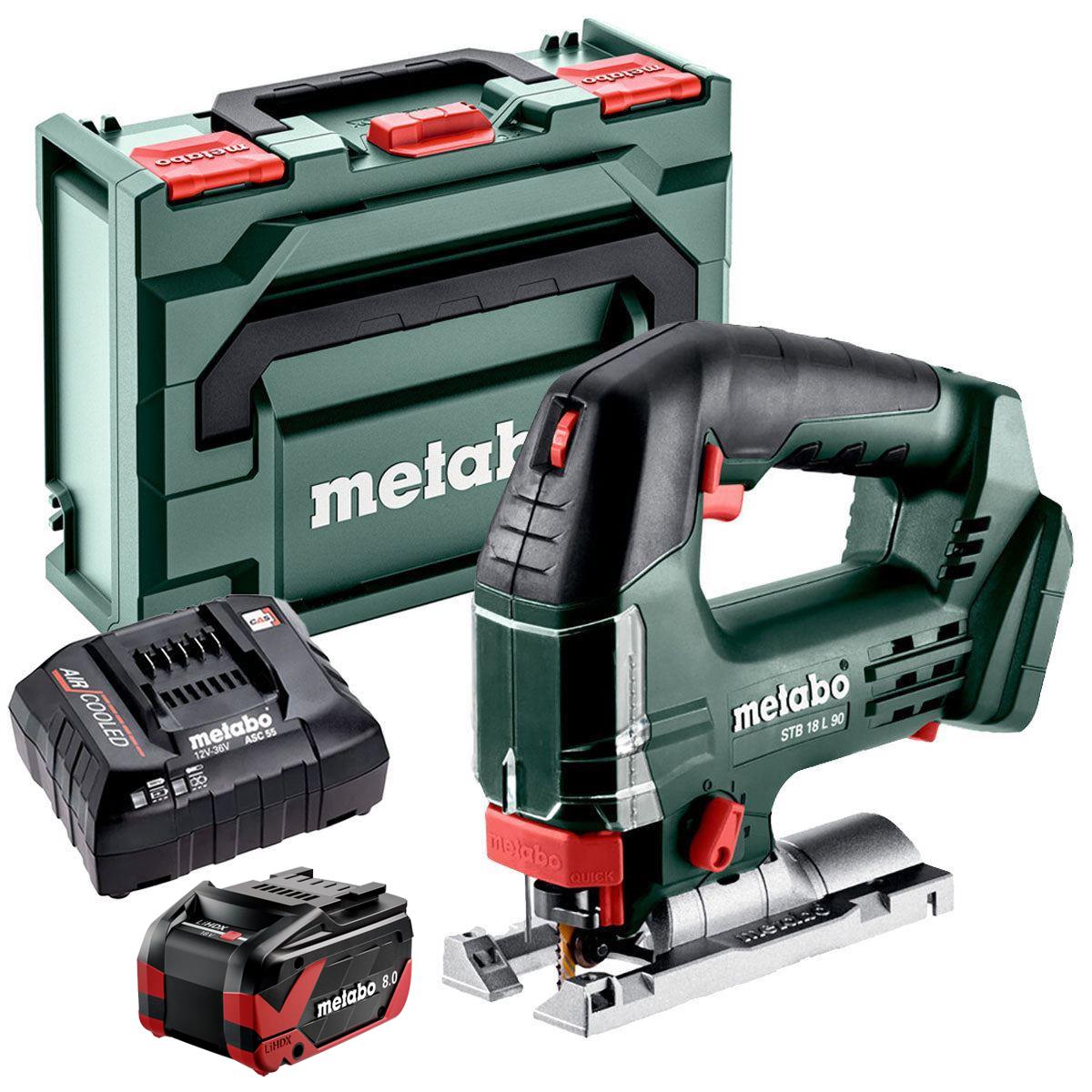 Metabo STB 18 L 90 18V Bow Handle Jigsaw with 1 x 8.0Ah Battery Charger & Metabox