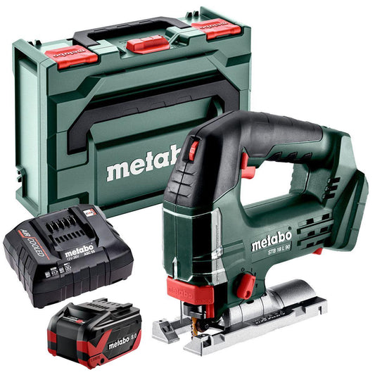 Metabo STB 18 L 90 18V Bow Handle Jigsaw with 1 x 8.0Ah Battery Charger & Metabox