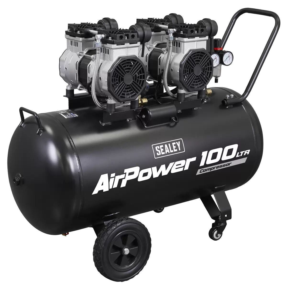 Sealey SAC10001S 100L Oil Free Low Noise Direct Drive Air Compressor 2 x 2hp/230V