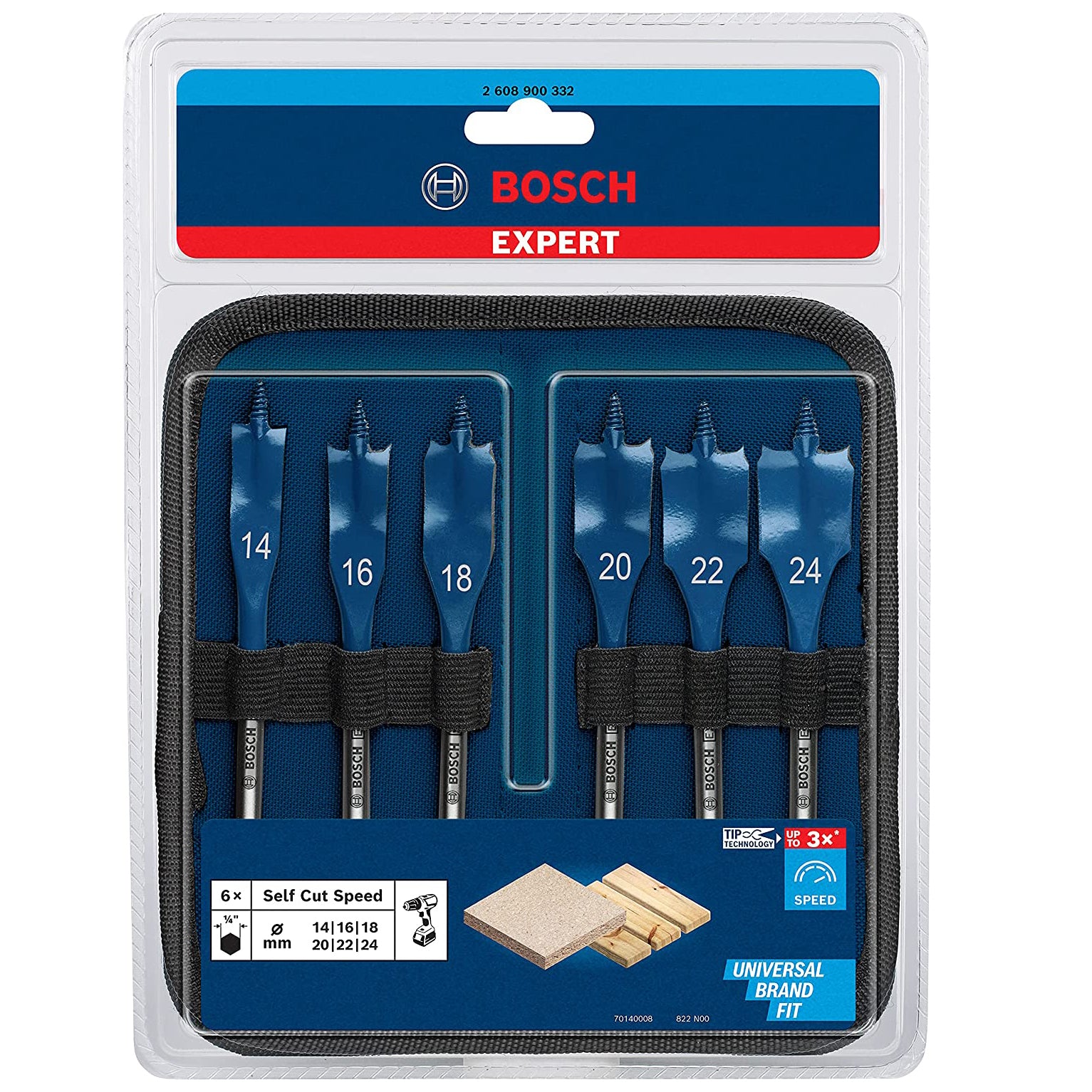 Bosch Expert Self Cut Speed Spade Drill Bit Set Of 6 Piece - 2608900332