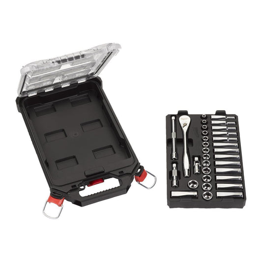 Milwaukee 3/8" Drive Ratchet & Socket Set 32 Piece in Packout Case 4932478813