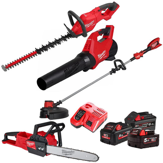 Milwaukee M18 18V 4 Piece Gardening Tool Kit with 3 x Batteries & Charger T4TKIT-29516