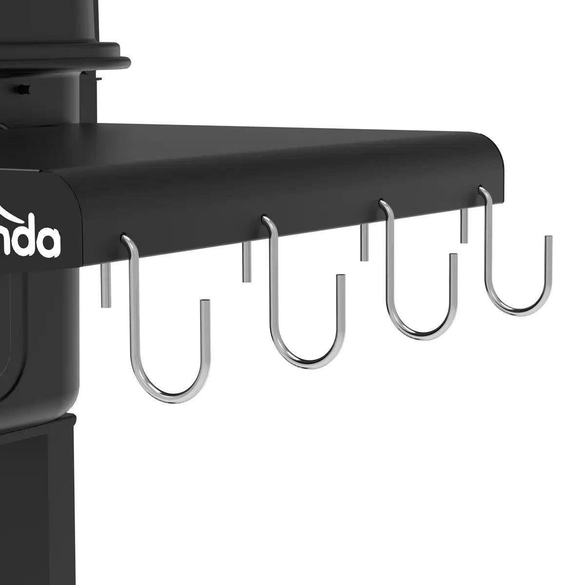 Sealey DG283 Dellonda Charcoal Grill BBQ Smoker and Trolley with 2 Side Shelves Black