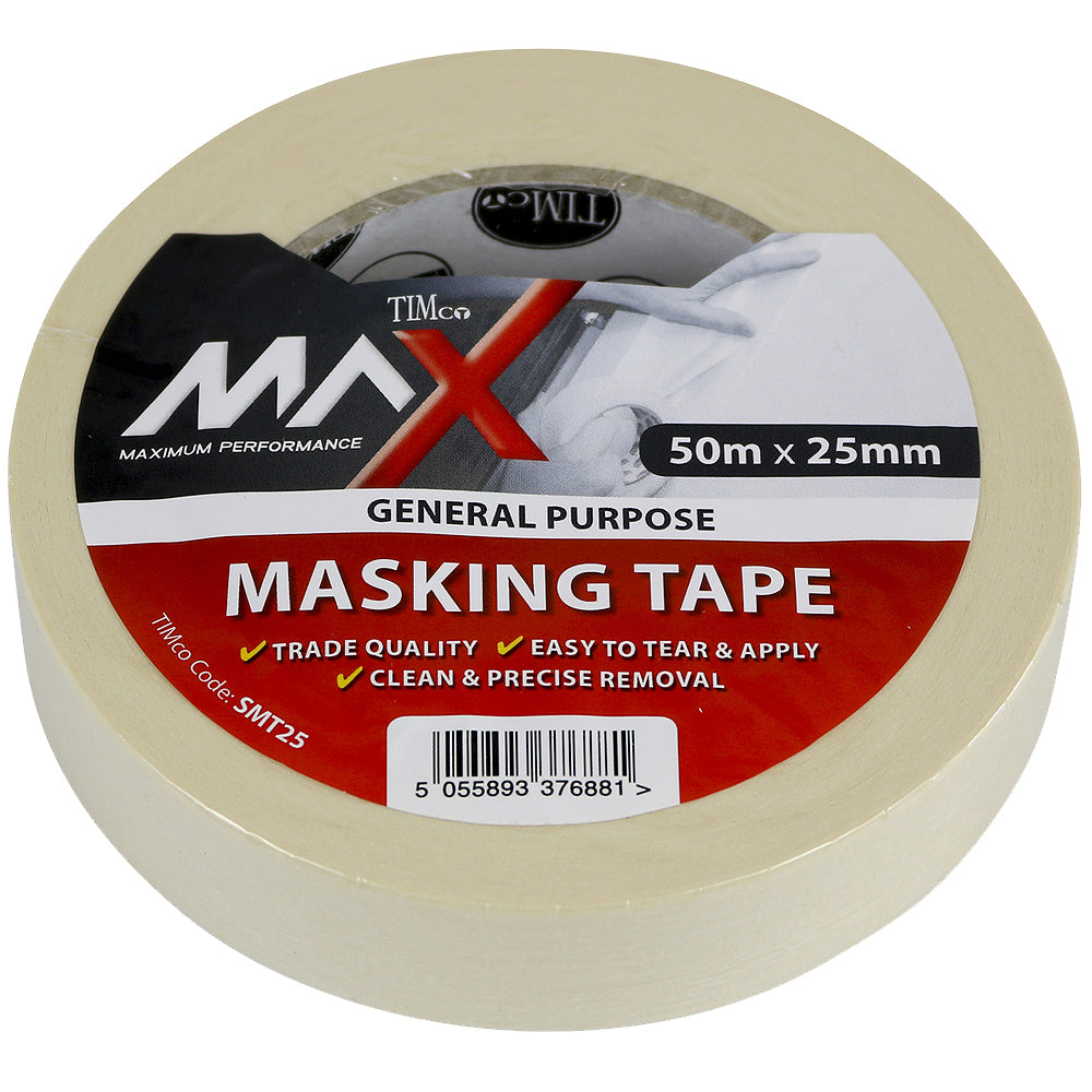 Timco SMT25 25mm x 50M Max Masking Cream Tape