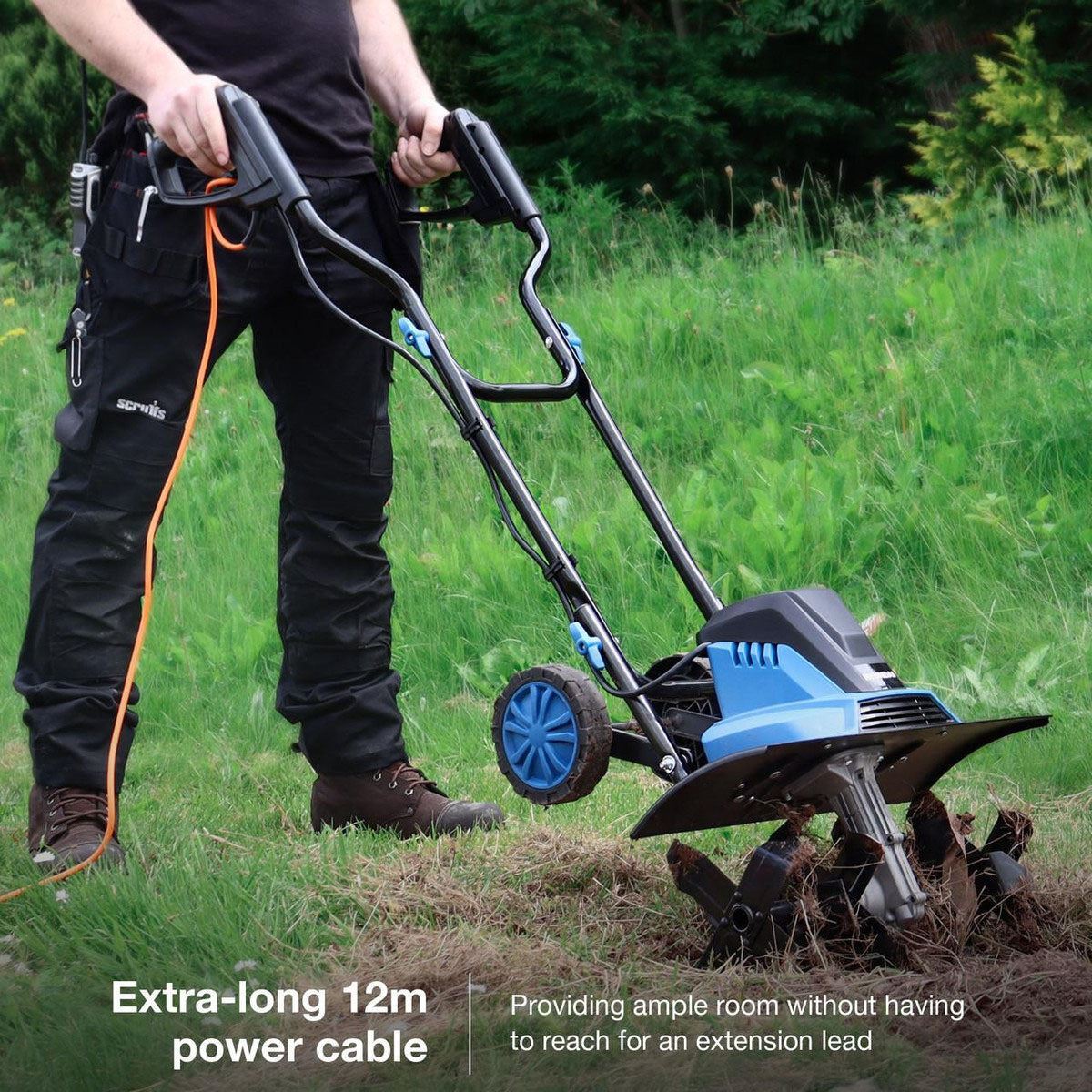 Hyundai HYT1500E 45cm Electric Garden Tiller Cultivator Rotovator and Rototiller 4 x 6 Blades 230V/1500W