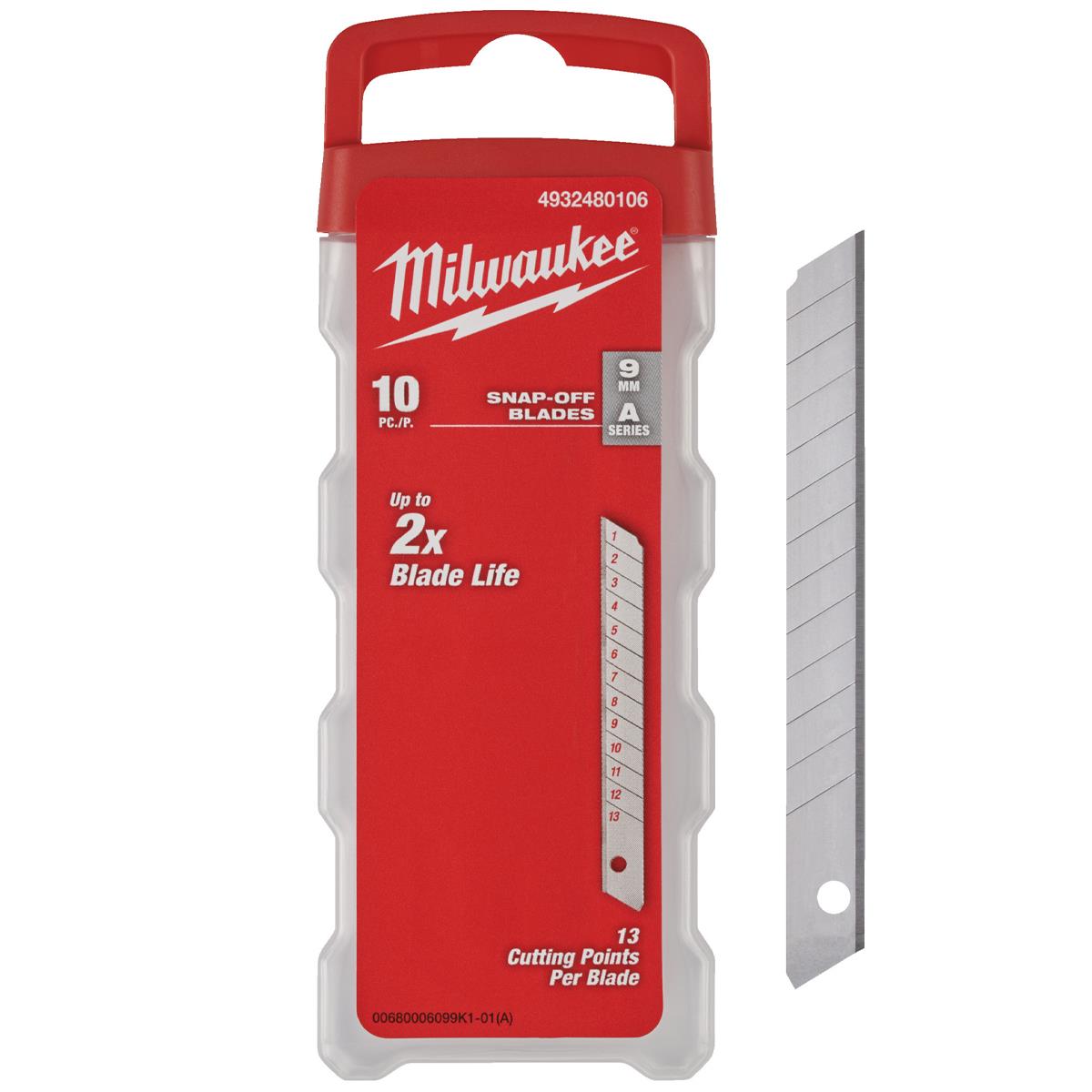 Milwaukee 9mm Snap Knife Replacement Blades Pack of 10 4932480106