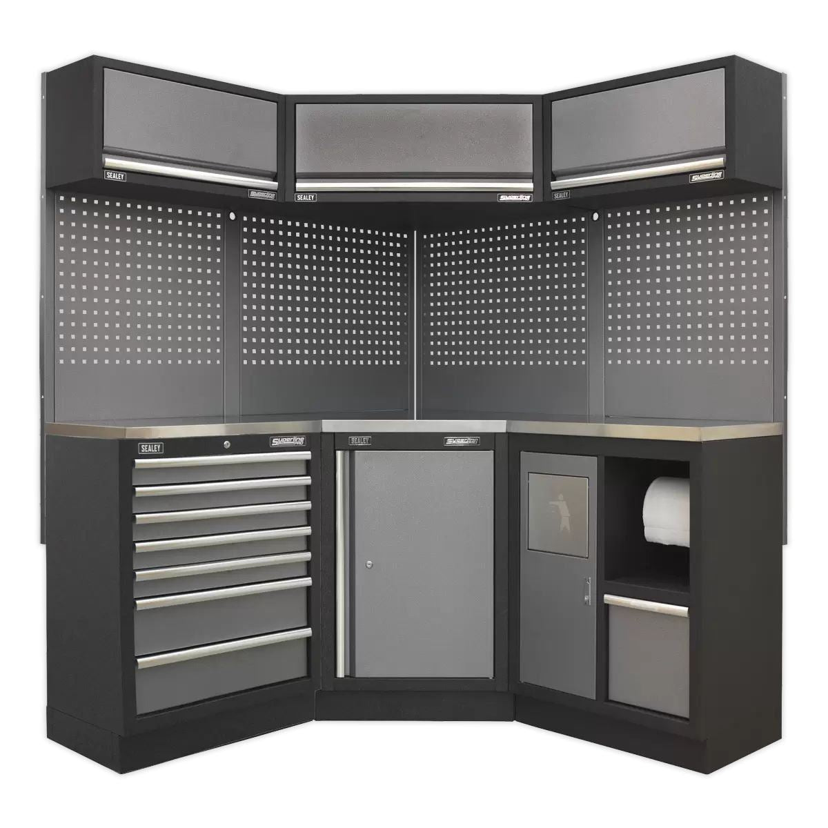 Sealey APMSSTACK08SS Modular 1.6m Storage System Combo Stainless Steel Worktop