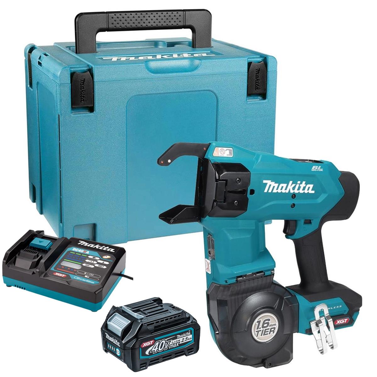 Makita TR001GZ 40V Max XGT Brushless Rebar Tying Tool With 1 x 2.5Ah Battery Charger & Case