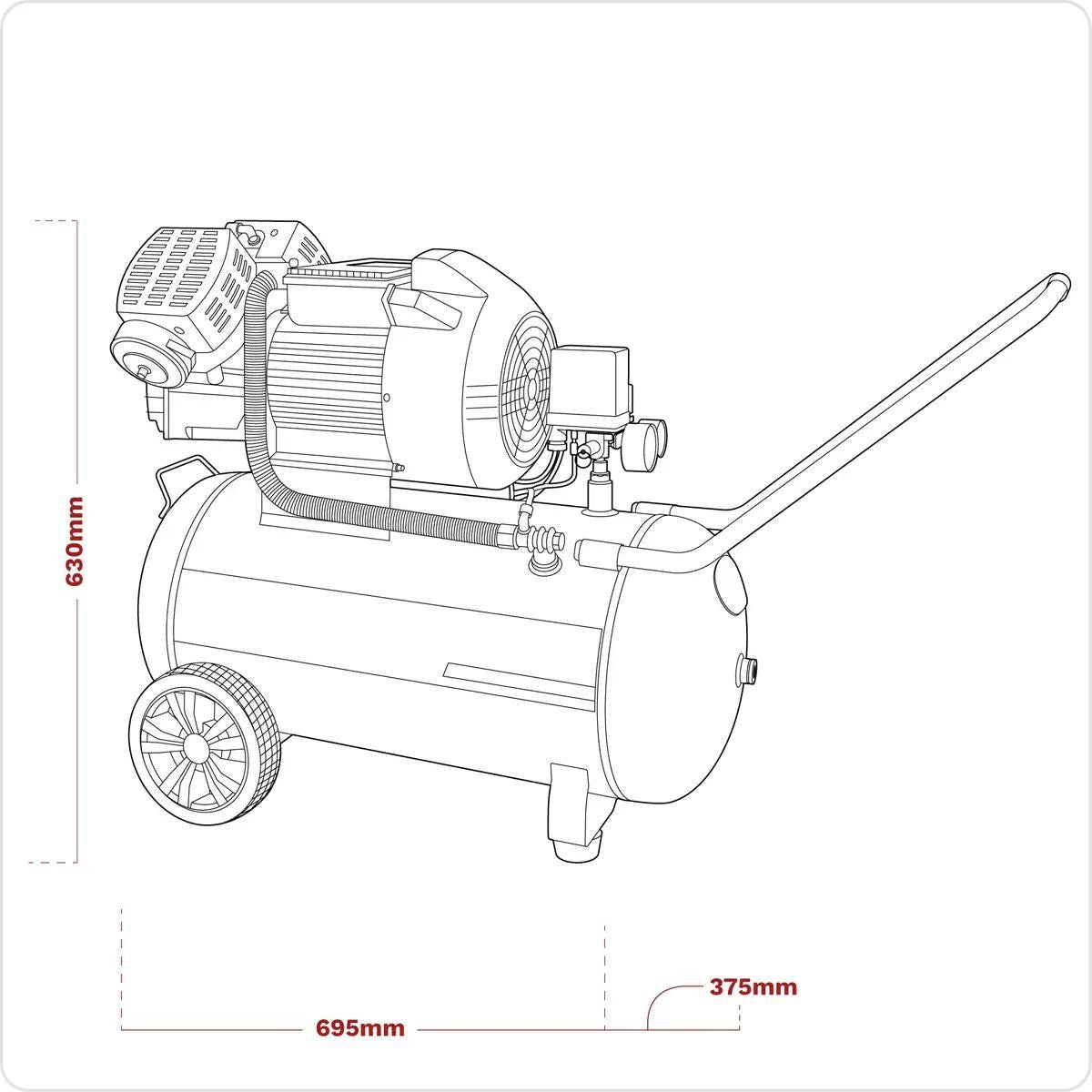 Sealey SAC5030VE 50L V-Twin Direct Drive Air Compressor 3hp/230V
