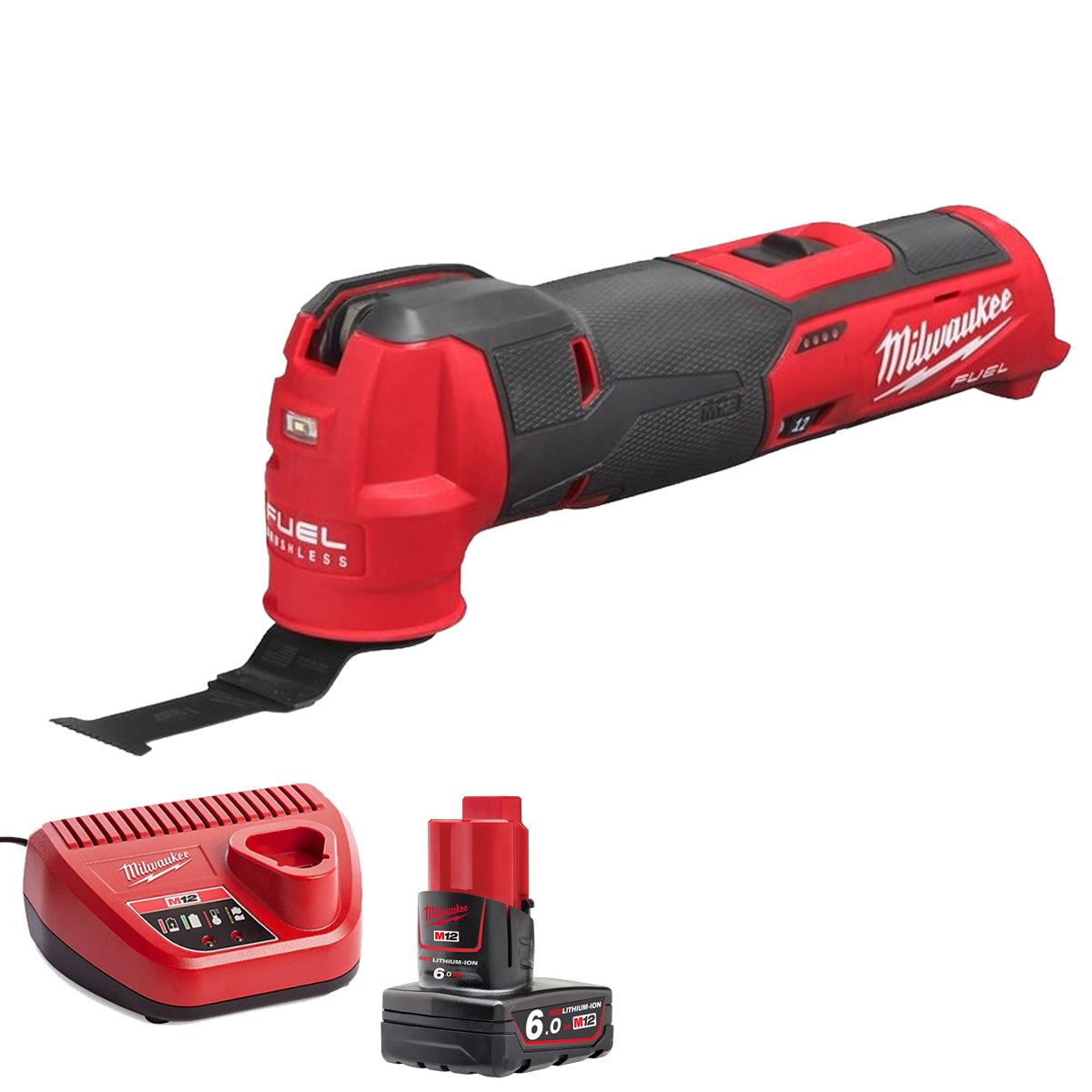 Milwaukee M12FMT-0 12V Brushless Multi Tool with 1 x 6.0Ah Battery & Charger