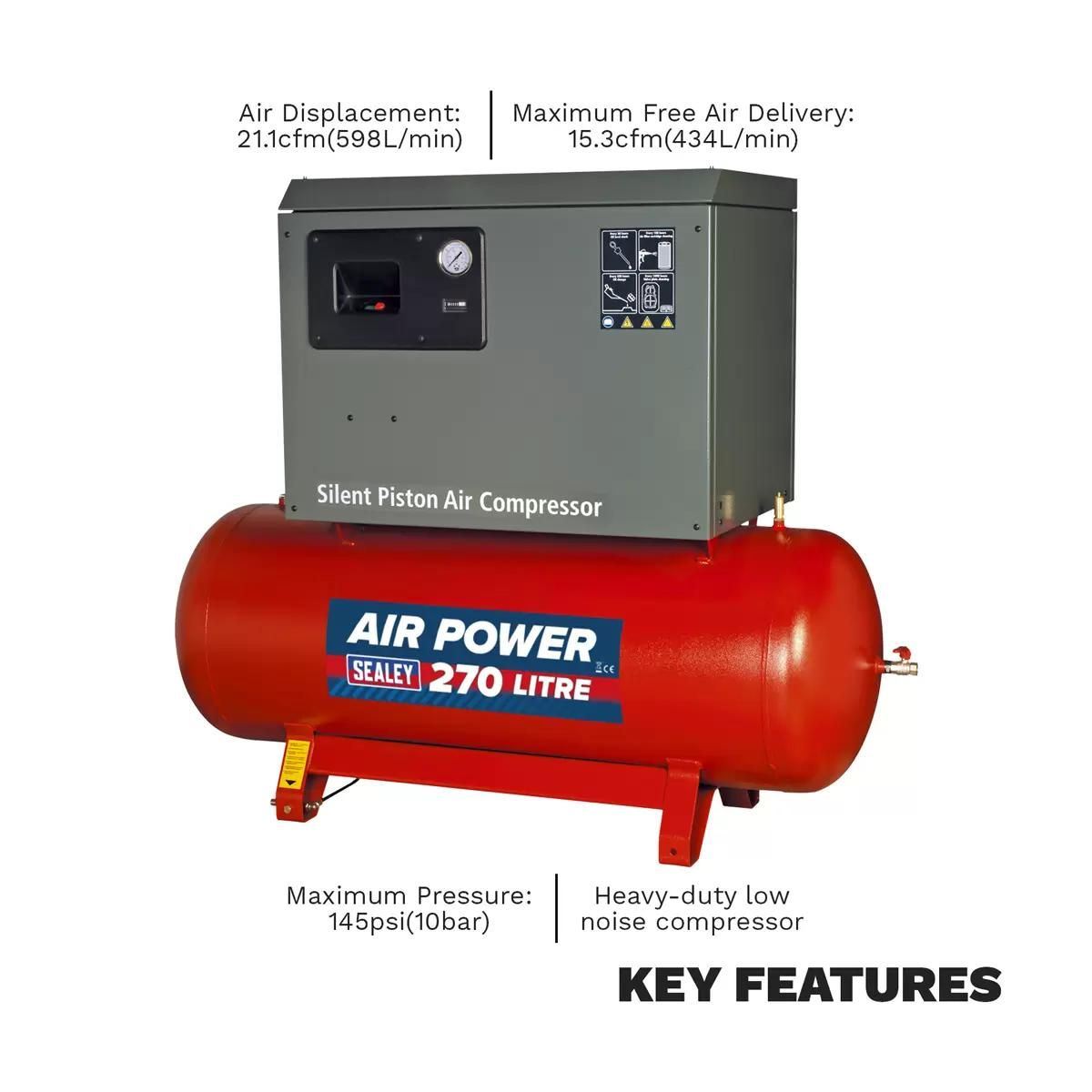 Sealey SAC42755BLN 270L Air Compressor Belt Drive 415V/32A