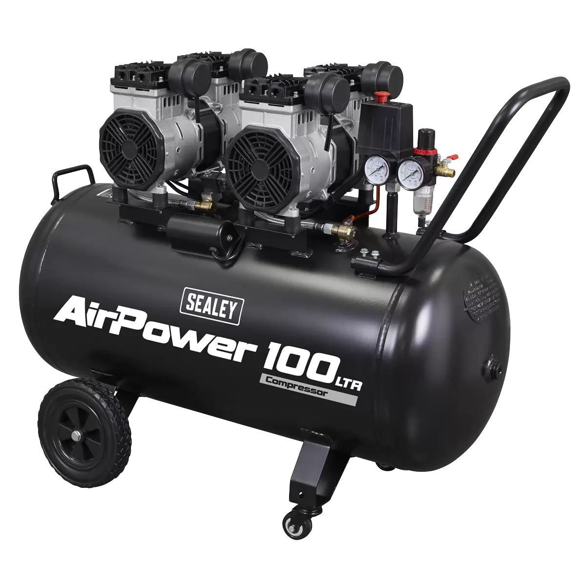 Sealey SAC10001S 100L Oil Free Low Noise Direct Drive Air Compressor 2 x 2hp/230V