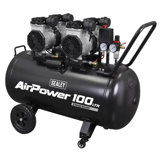 Sealey SAC10001S 100L Oil Free Low Noise Direct Drive Air Compressor 2 x 2hp/230V
