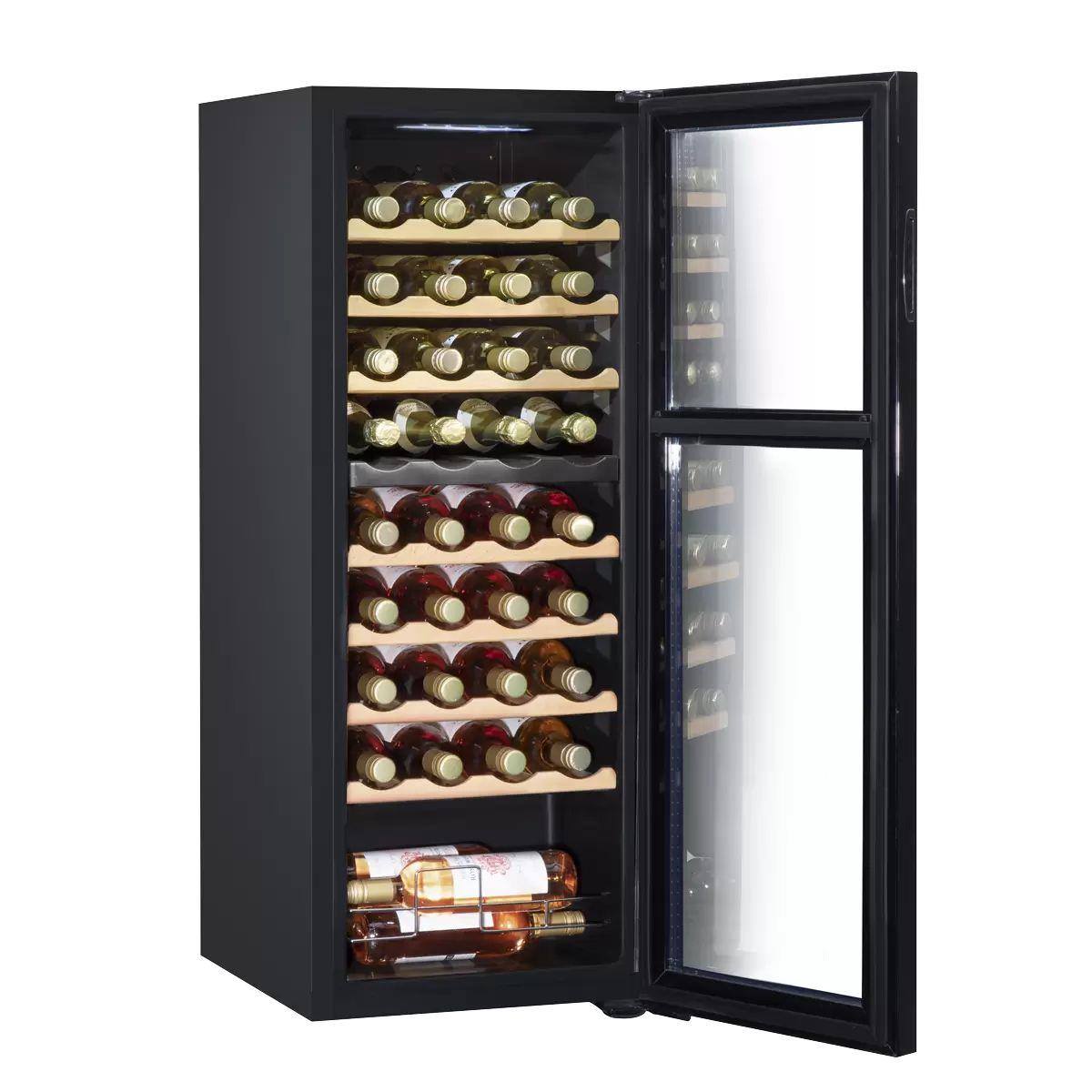 Sealey DH91 Baridi 36 Bottle Dual Zone Wine Fridge with Digital Touch Screen Controls & LED Light Black 230V