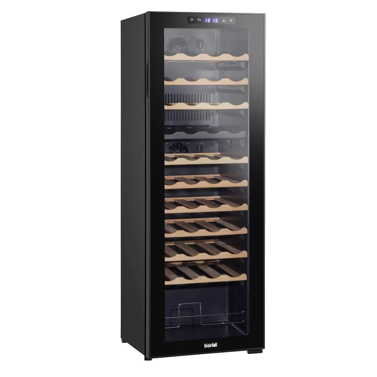 Sealey DH92 Baridi 44 Bottle Dual Zone Wine Fridge with Digital Touch Screen Controls & LED Light Black 230V