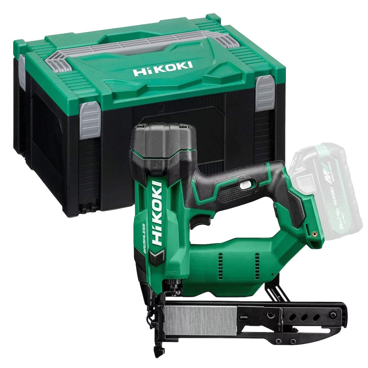 Hikoki N1804DAW6Z 18V Brushless 2nd Generation 18G Stapler with 1 x 4.0Ah/8.0Ah Battery Charger & Case