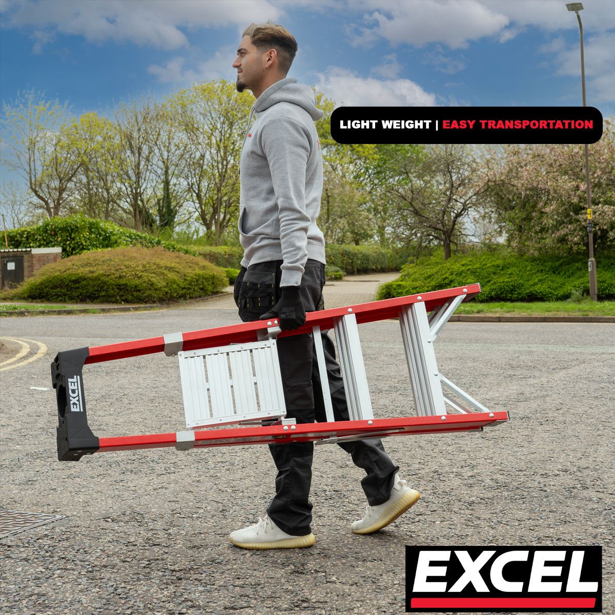 Excel Electricians Fibreglass Platform Step Ladder 3 Tread 1.34m EN131