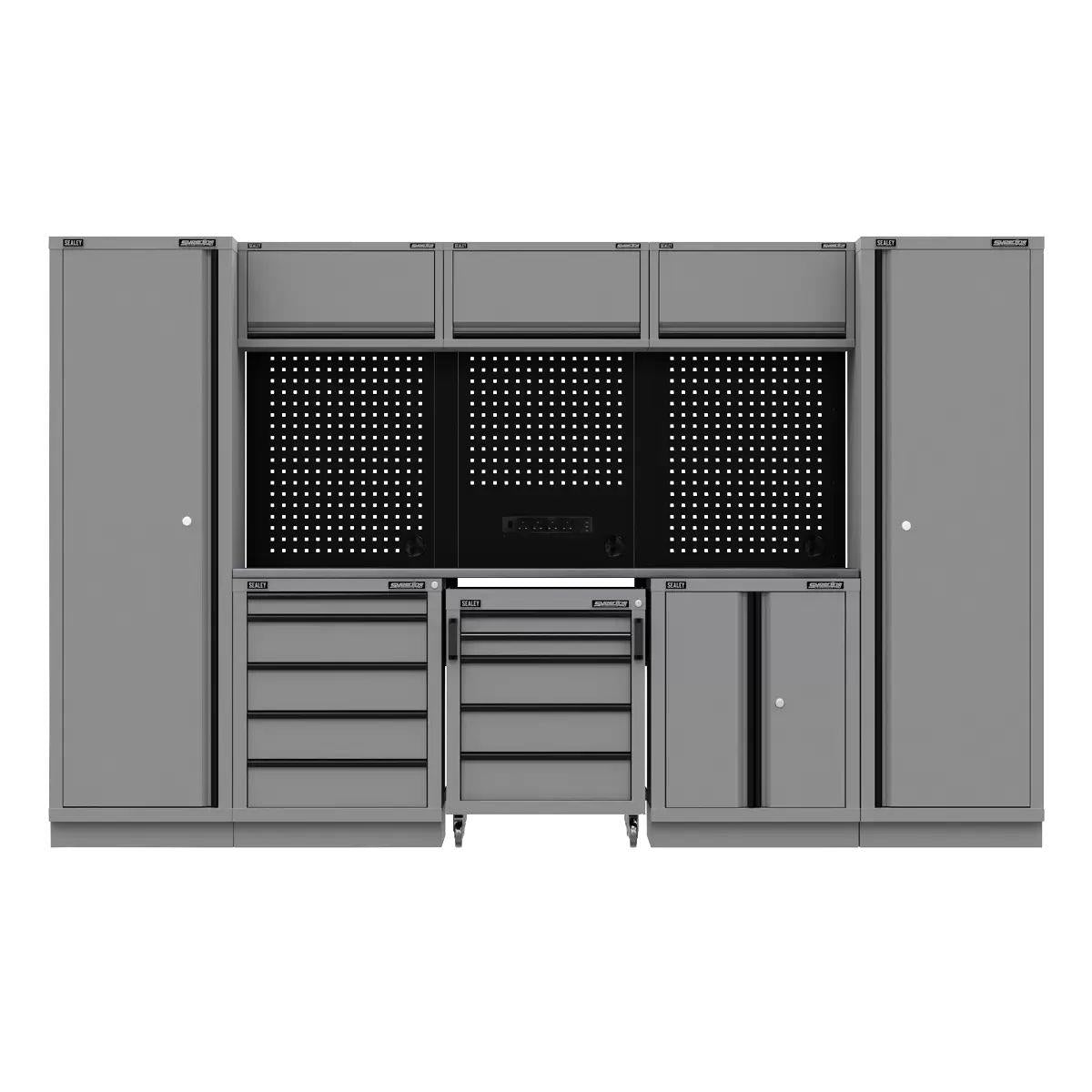 Sealey APMSBESTACK01SS Superline PRO Black Edition Storage System with Stainless Worktop 3.24m