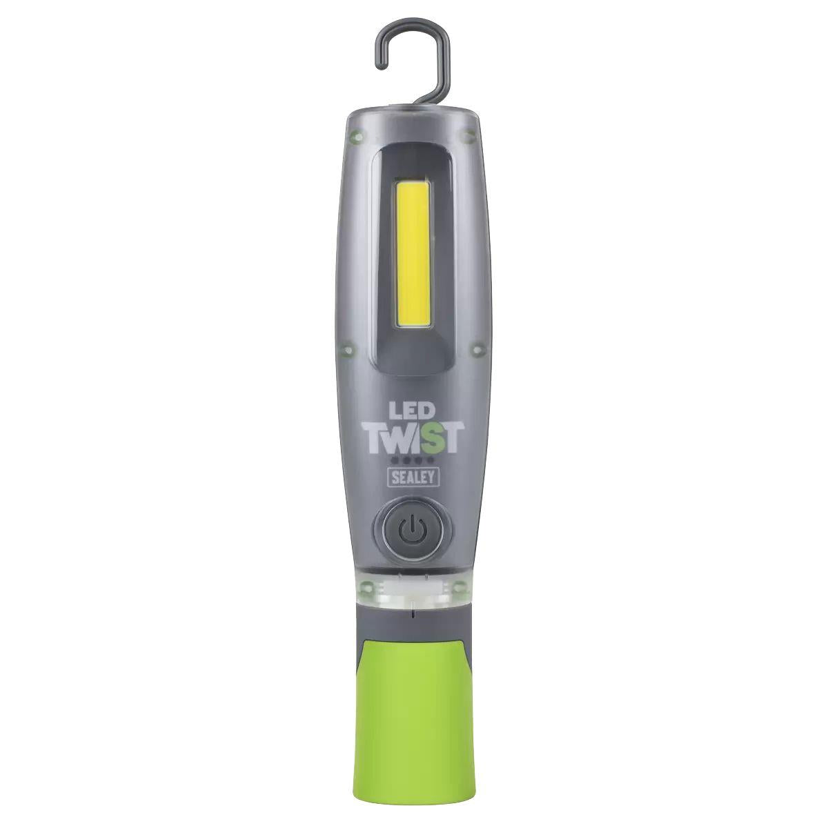 Sealey LED2001GDB LED Twist Rechargeable Inspection Light 16W Cob & 1W Smd Green Display Box of 12