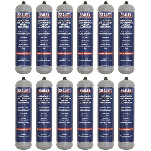 Sealey MIG/ARG/100/12 Disposable Argon Gas Cylinder 100g Box of 12