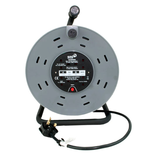 SMJ CTH5013 50m 4 Socket 13 Amp Heavy Duty Cable Reel With Thermal Cut out