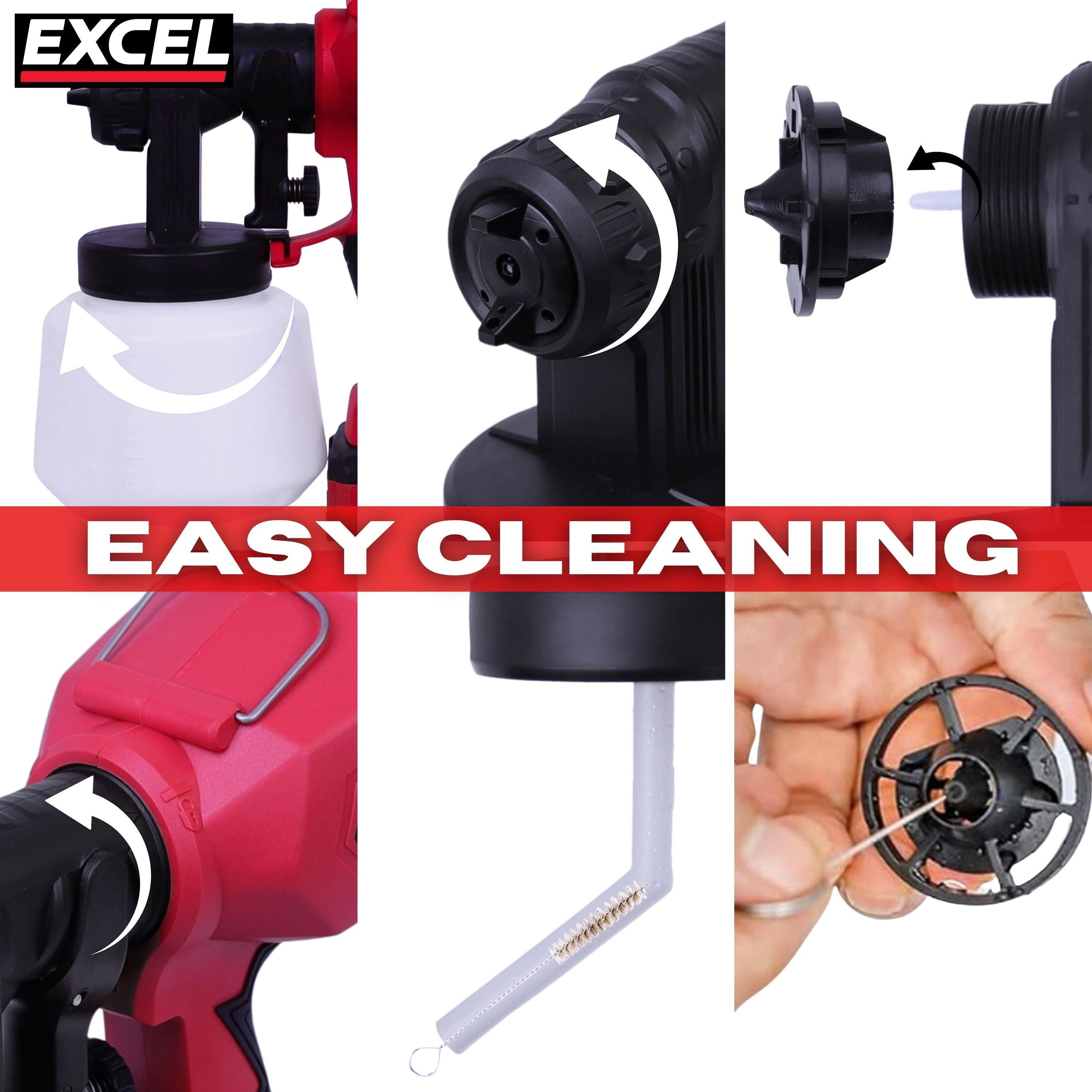 Excel 18V Cordless 1000ml Spray Gun Body Only (Battery & Charger Not Included)