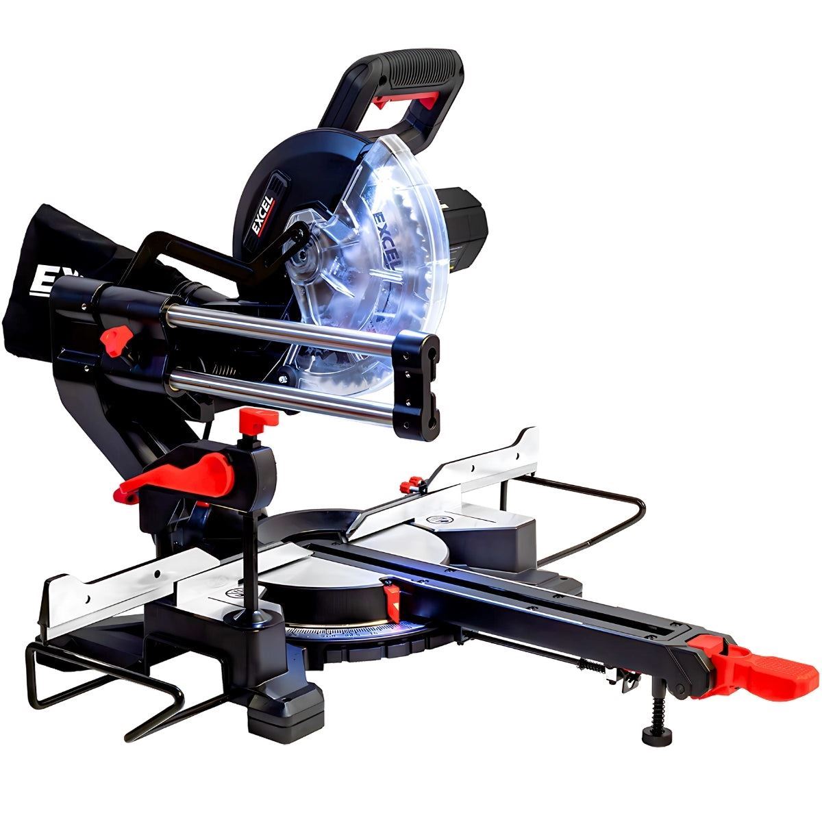 Excel 216mm Sliding Mitre Saw 240V/1700W with LED Light & Universal Leg Stand