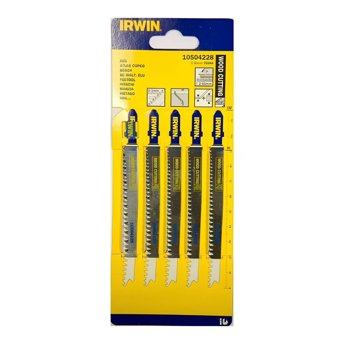Irwin 10504228 T-Shank Wood Cutting HCS Jigsaw Blades Pack of 5
