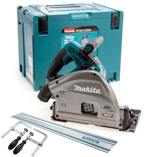 Makita SP001GZ03 40Vmax XGT 165mm Brushless Plunge Saw with 1 x 3000mm Guide Rail & Clamp