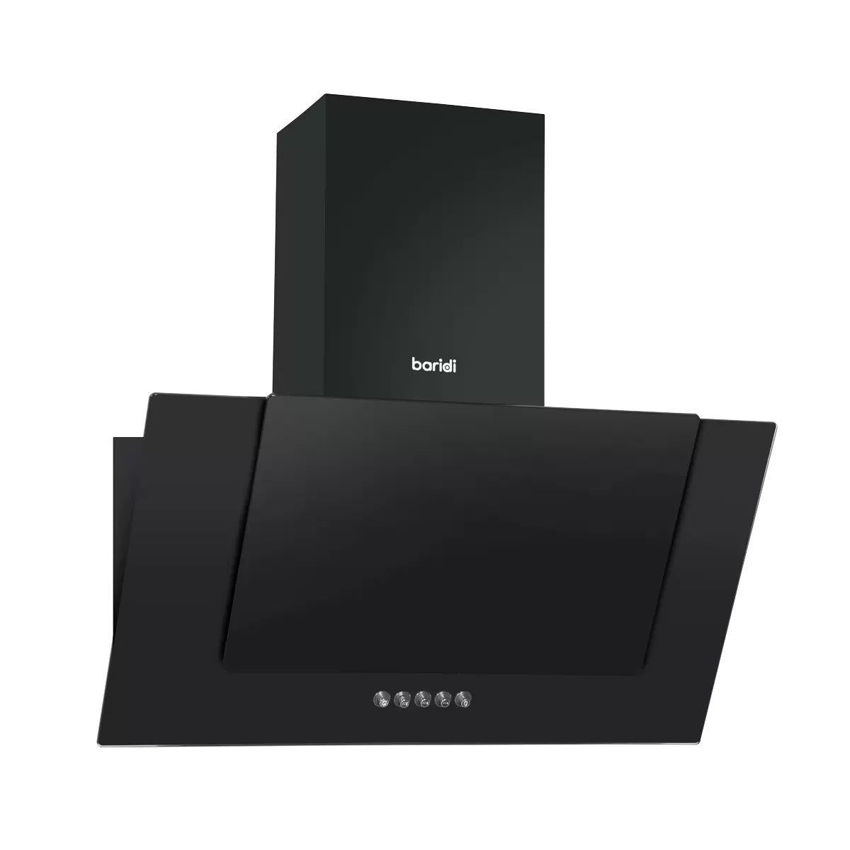 Sealey DH129 Baridi Angled Chimney Cooker Hood with Carbon Filters & LED Lamp Black Glass 240V