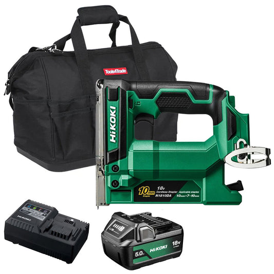 Hikoki N1810DAW4Z 18V 10mm Crown Width Fine Wire Stapler with 1 x 5.0Ah Battery Charger & Bag