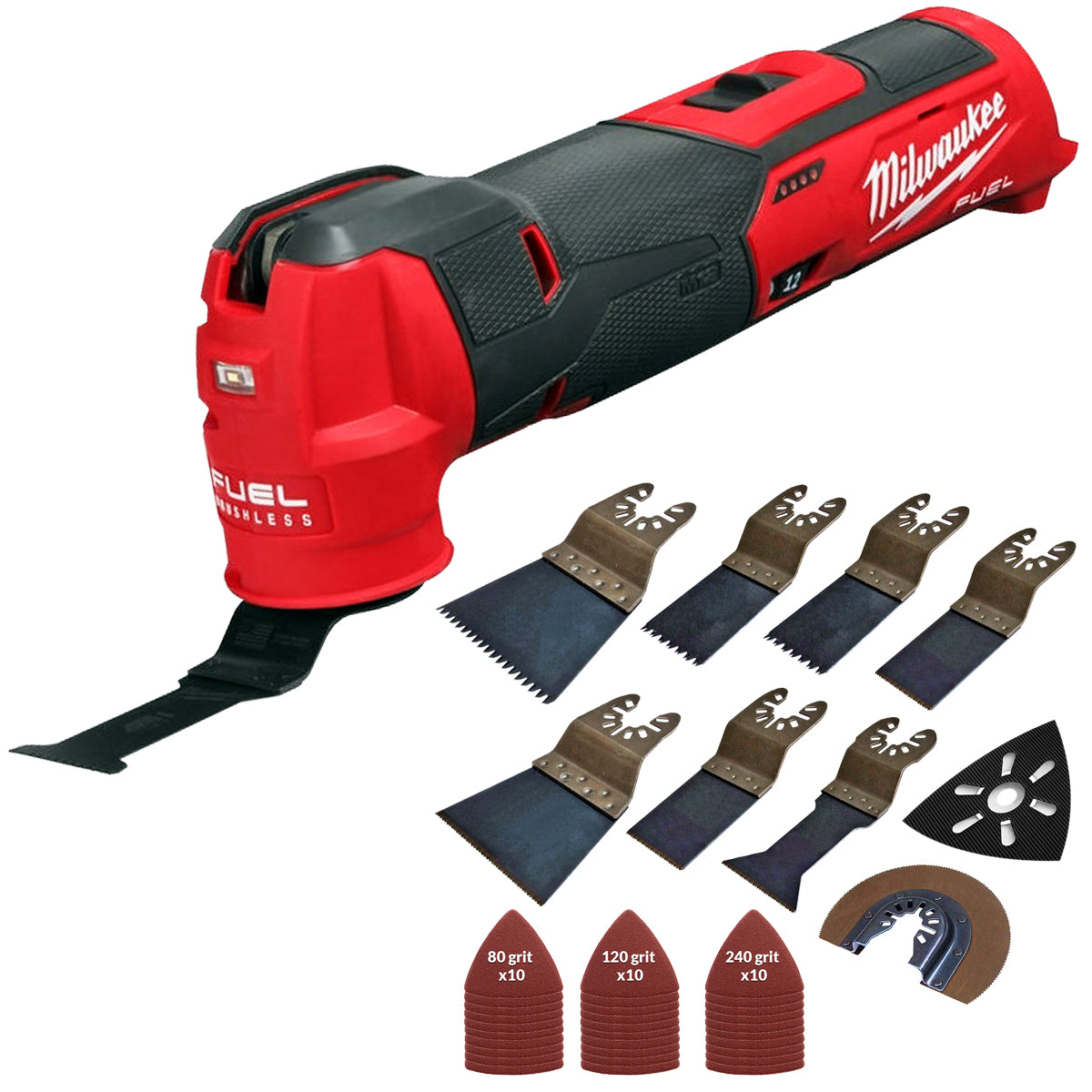 Milwaukee M12 FMT-0 12V Brushless Multi Tool with 39 Piece Accessories Set