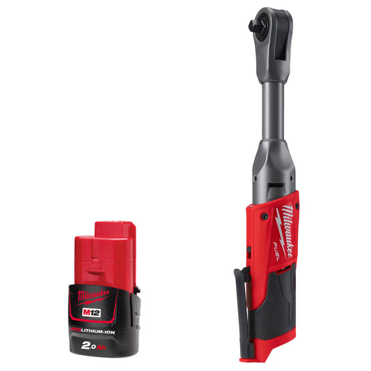 Milwaukee M12FIR38LR-0 12V FUEL Brushless Long Reach 3/8in Ratchet with 1 x 2.0Ah Battery