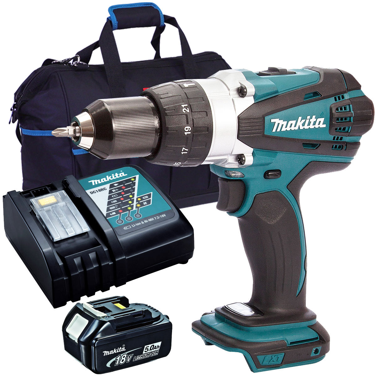 Makita DHP458Z 18V 2 Speed Combi Drill with 1 x 5.0Ah Battery Charger