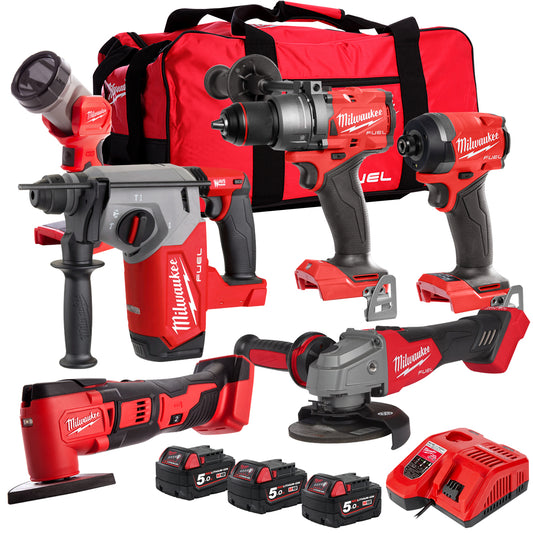Milwaukee M18FPP6T2-502B 18V 6 Piece Tool Kit with 3 x 5.0Ah Battery & Charger