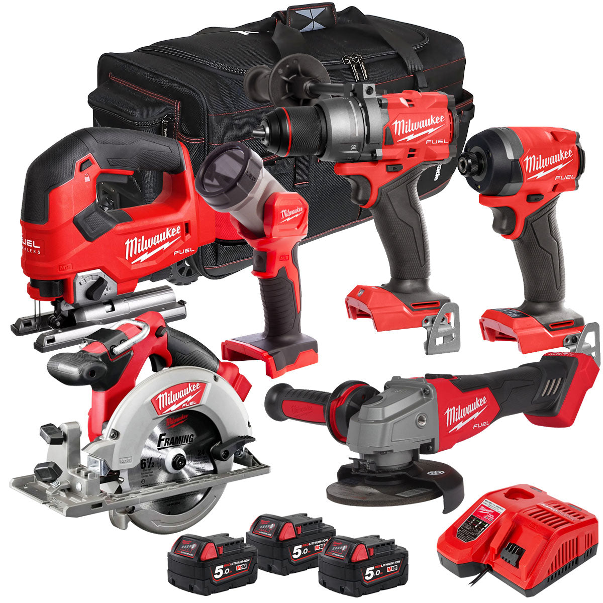 Milwaukee M18FPP6T2-503B 18V 6 Piece Tool Kit with 3 x 5.0Ah Battery & Charger