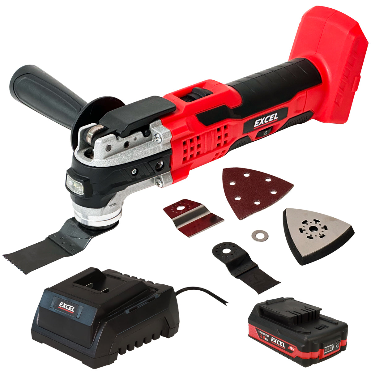 Excel 18V Oscillating Multi Tool with 1 x 2.0Ah Battery & Charger